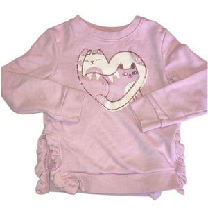 4T Pink Split Side Seam Ruffle Cat Sweatshirt